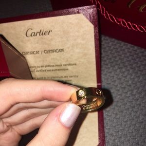 Used Cartier love ring, gold with 3 diamonds